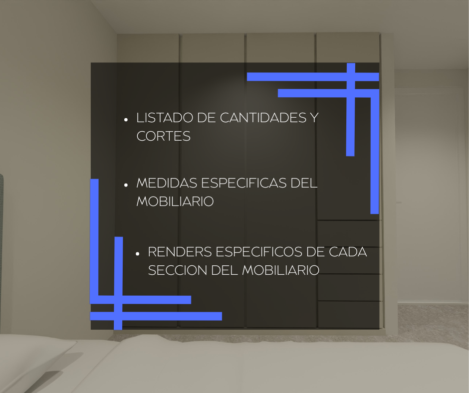 Render 3D de armario empotrado con acabado liso y diseño contemporáneo.