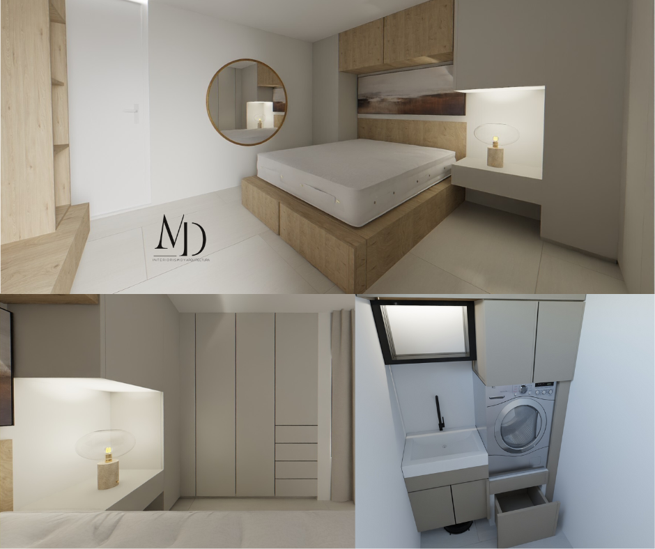 Renders de habitaciones y lavanderia