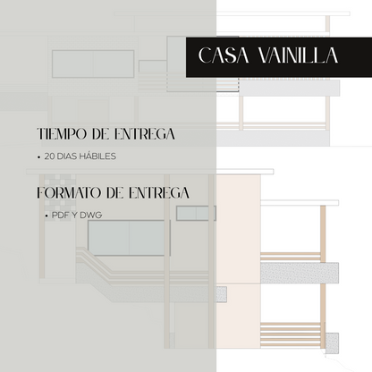 Diseño de planos arquitectonicos y renders de fachada - CASA VAINILLA