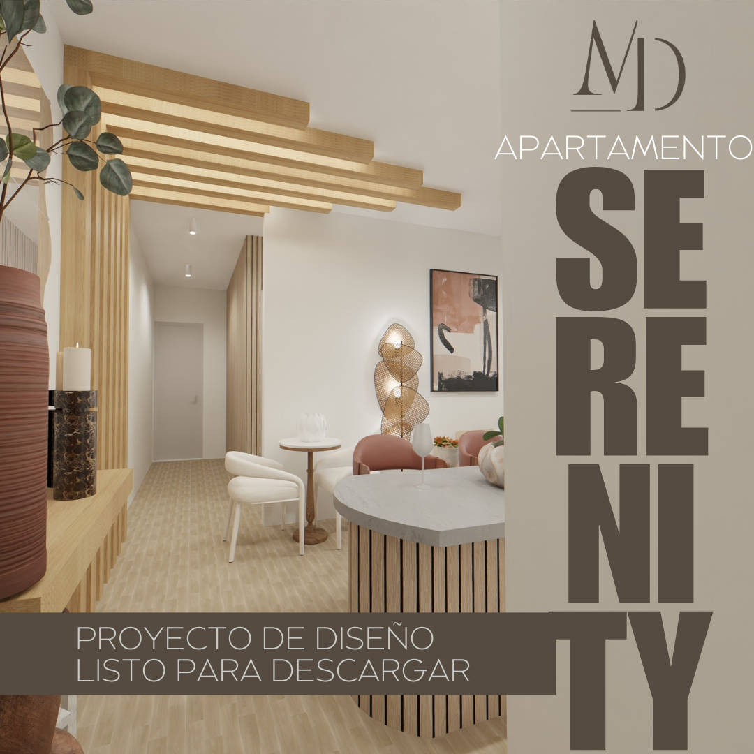 Diseño de apartamento de 60m2 SERENITY con planos descargables y guia para interiorismo