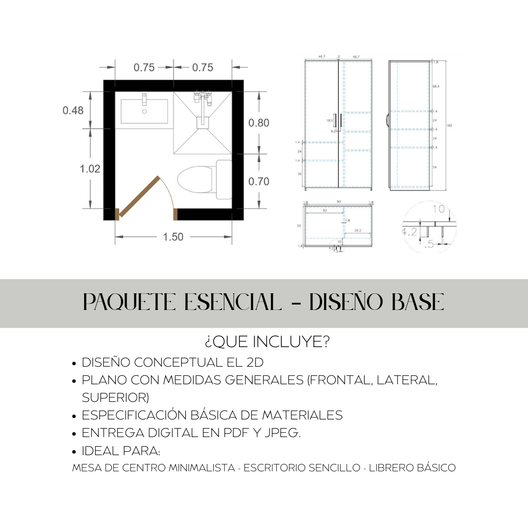 Plano arquitectónico de muebles de interior personalizados