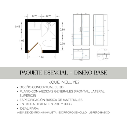 Plano arquitectónico de muebles de interior personalizados