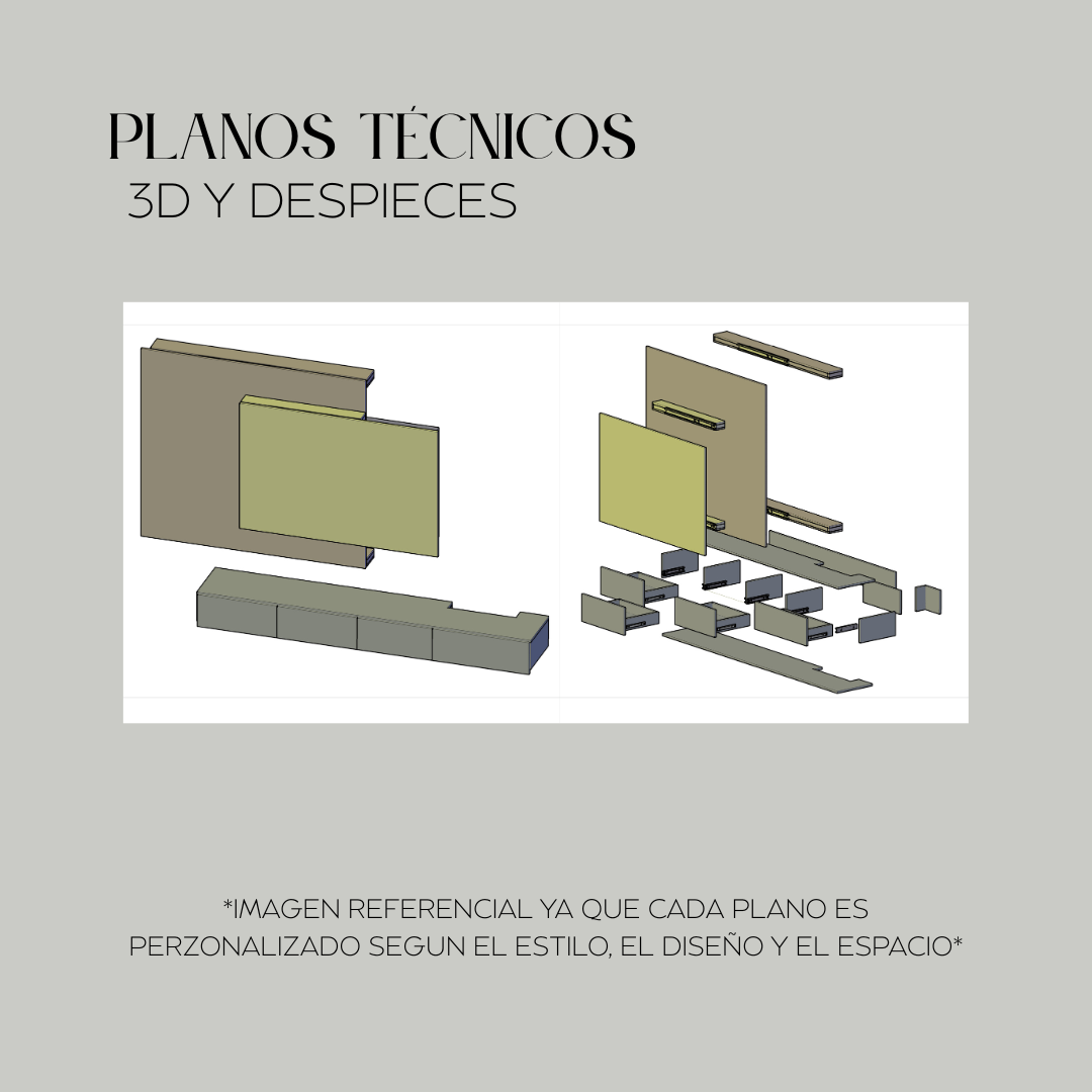 Plano de despiece de mueble de TV para fabricación