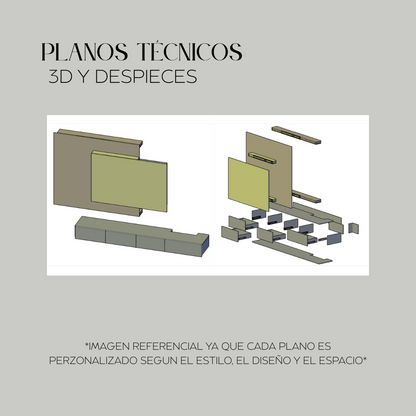 Plano de despiece de mueble de TV para fabricación