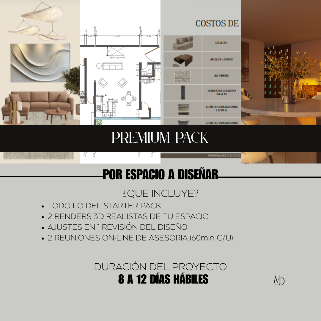 Premium pack - diseño de interiores online internacional - (Renders 3D + planos Distribución)