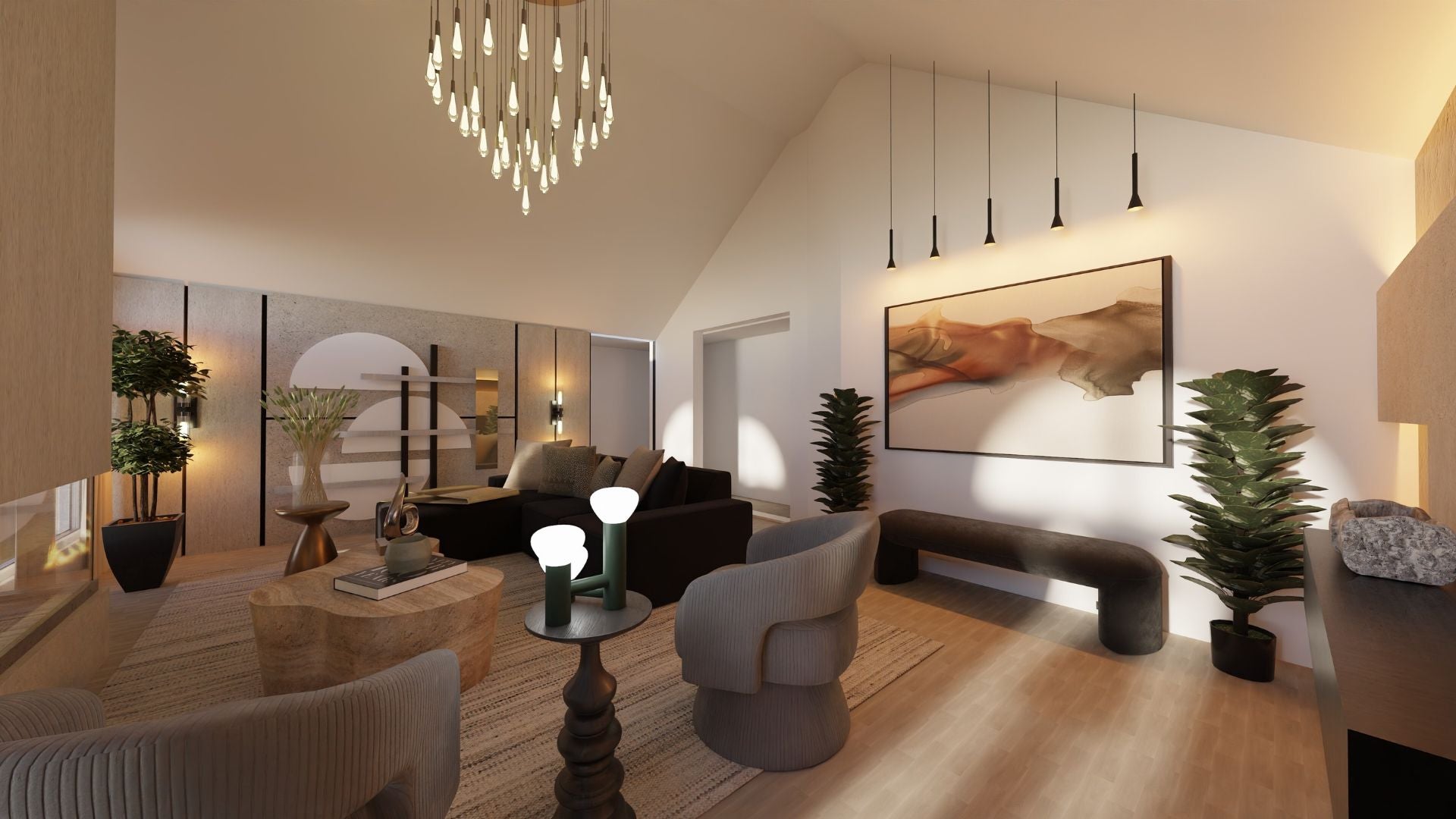 Sala con diseño de interiores personalizado 
