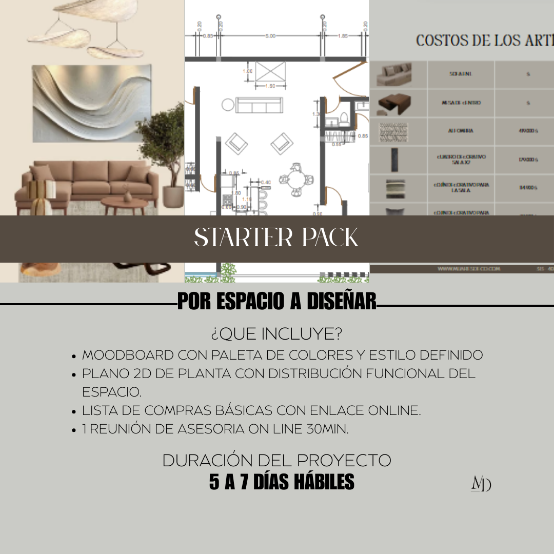 Starter Pack – Diseño de Interiores Online (Moodboard + Plano 2D)